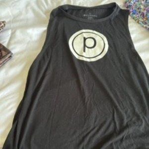 Pure Barre tank black with white Circle P